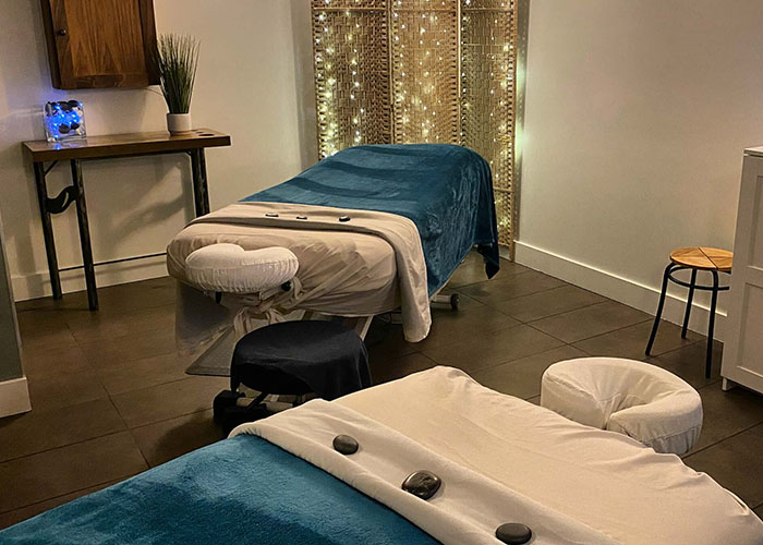 One of Bodhi Wellnesses tranquil couples massage room.